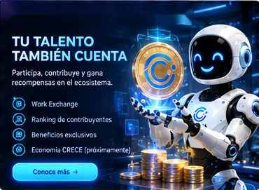 CRECE y recompensas internas del ecosistema, participación y contribuciones.